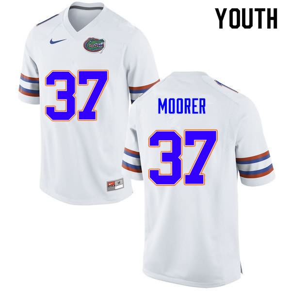 Youth NCAA Florida Gators Patrick Moorer #37 Stitched Authentic Nike White College Football Jersey DVK1765LL